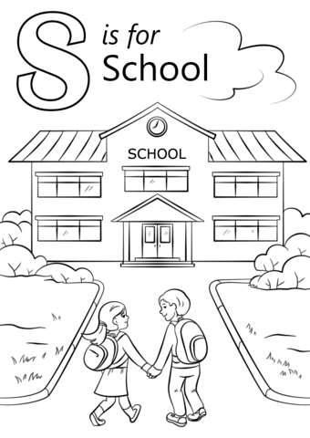 Letter S is for School Coloring Page
