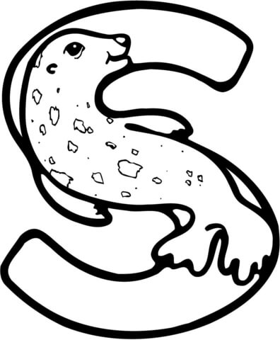 Letter S is for Seal Coloring Page
