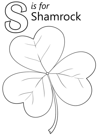 Letter S is for Shamrock Coloring Page