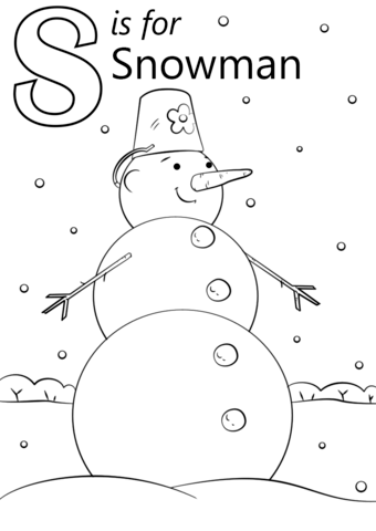 Letter S is for Snowman Coloring Page