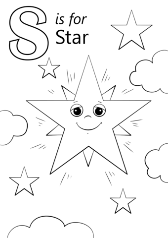 Letter S is for Star Coloring Page