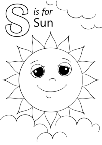 Letter S is for Sun Coloring Page