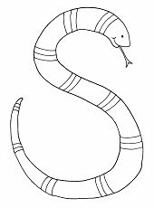 Раскраска Змея с буквой S