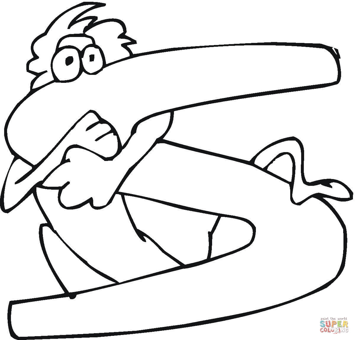 Letter S with Monkey Coloring Pages