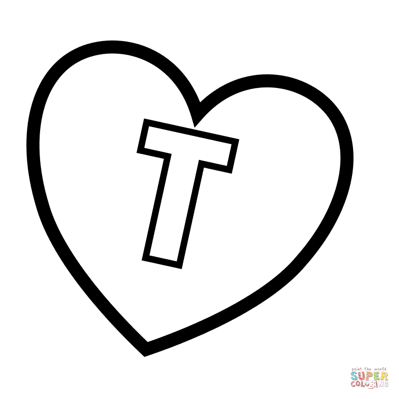 Letra T en corazón de la letra T