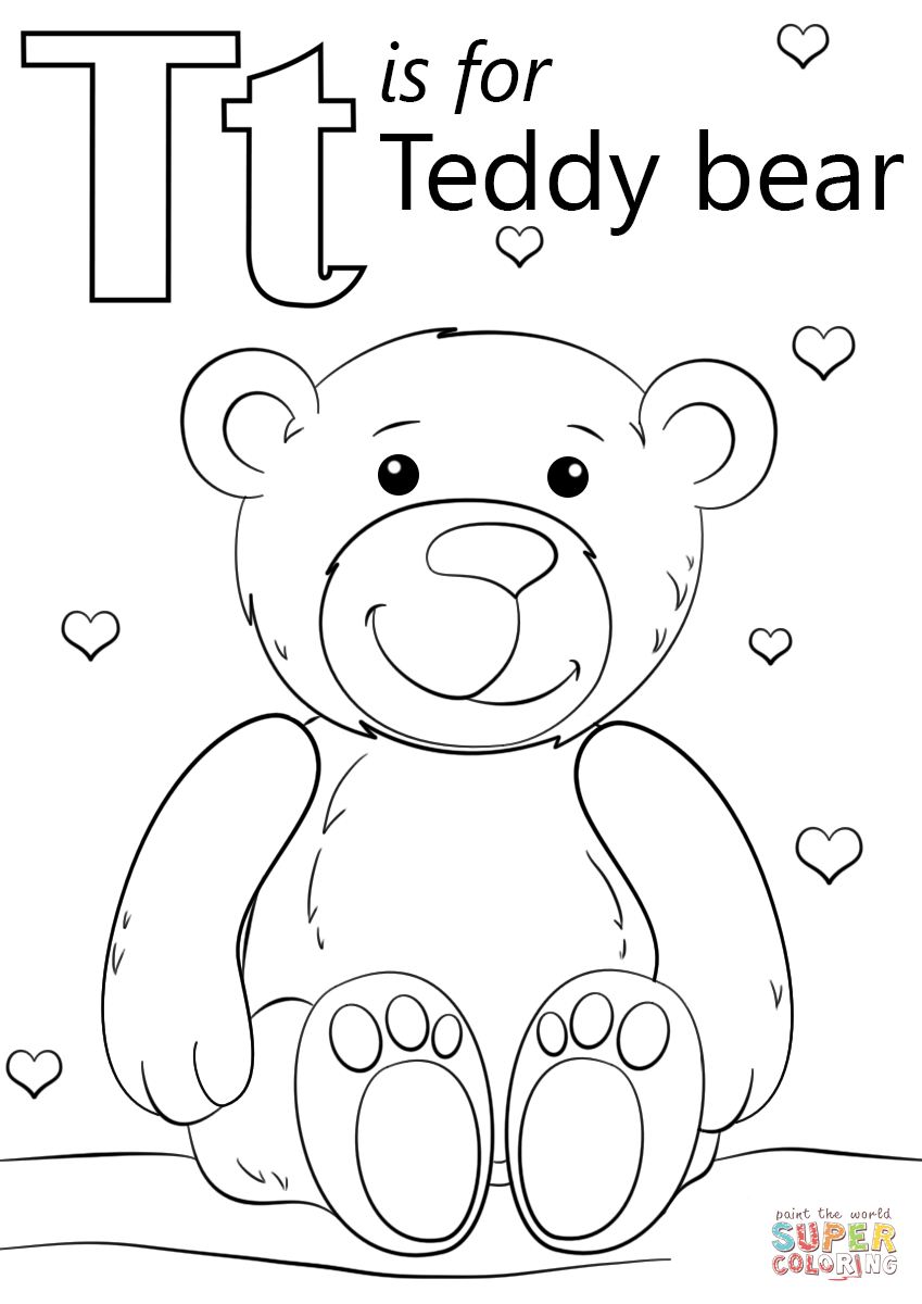 字母 T 代表字母 T 中的泰迪熊