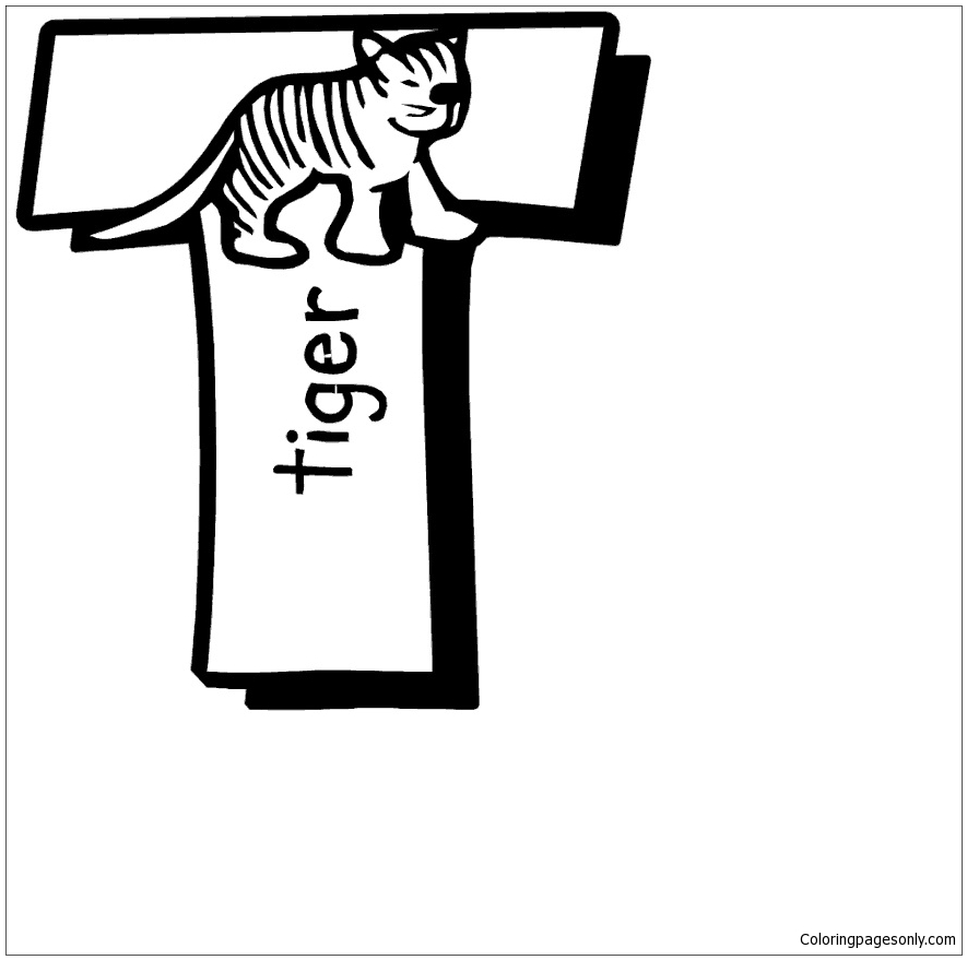 Letter T Is For Tiger Coloring Pages