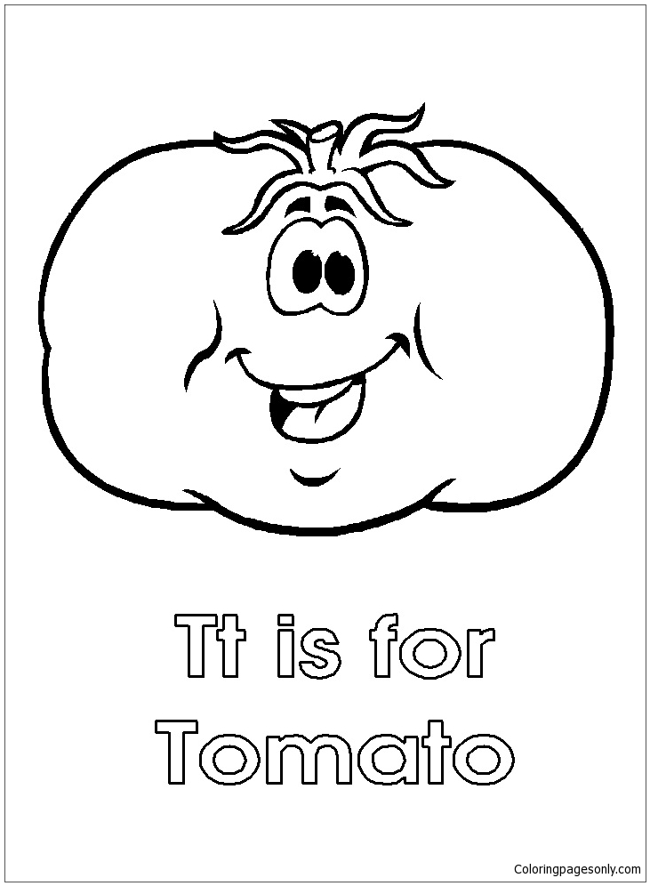 Letter T Is For Tomato Coloring Pages