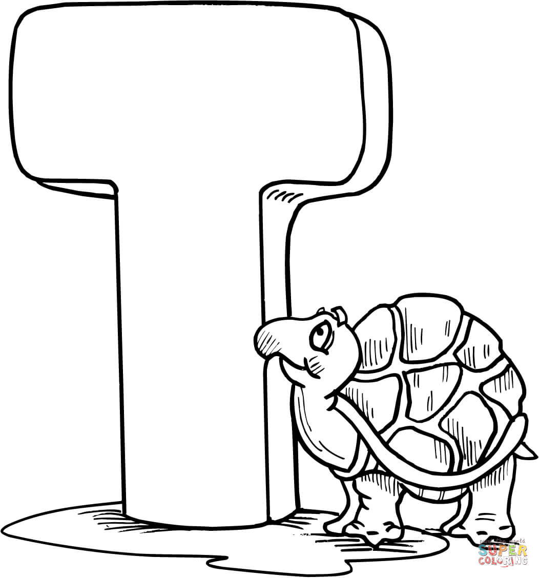 Letter T Is For Tortoise Coloring Pages