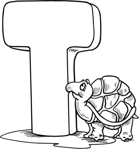 Letter T is for Tortoise Coloring Pages