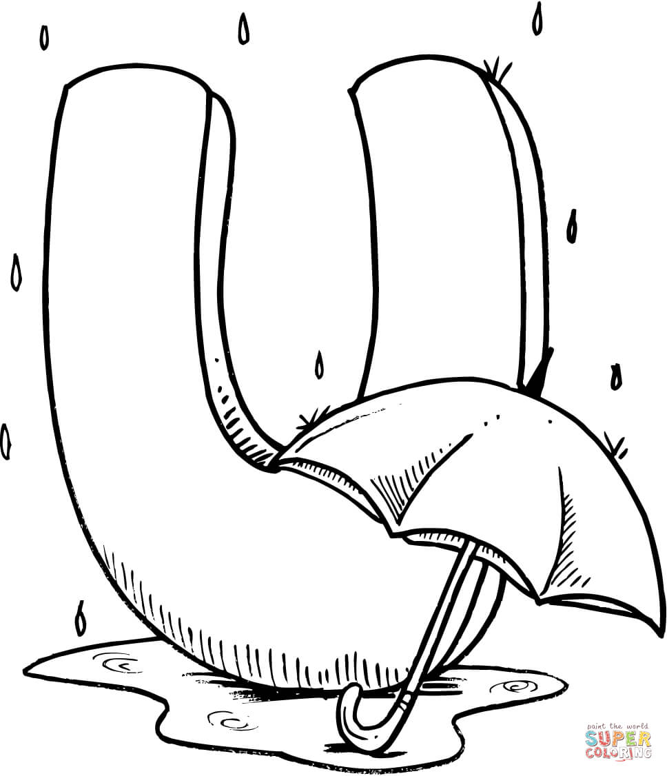 Letter U is for Umbrella Coloring Page
