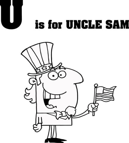 Letter U is for Uncle Sam Coloring Page