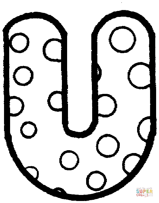 Letter U With Polka Dot Coloring Pages