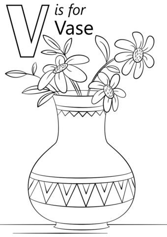 Letter V is for Vase Coloring Pages