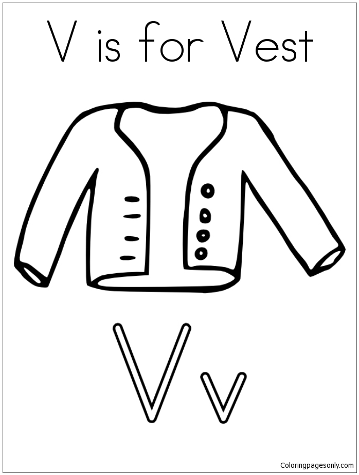 Letter V Is For Vest Coloring Pages