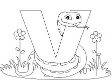 Letter V is voor Viper Kleurplaat