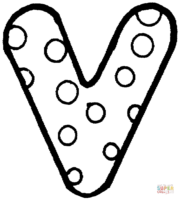 Letter V With Polka Dot Coloring Pages