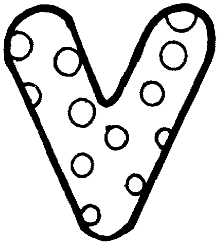 Letter V with Polka Dot Coloring Pages
