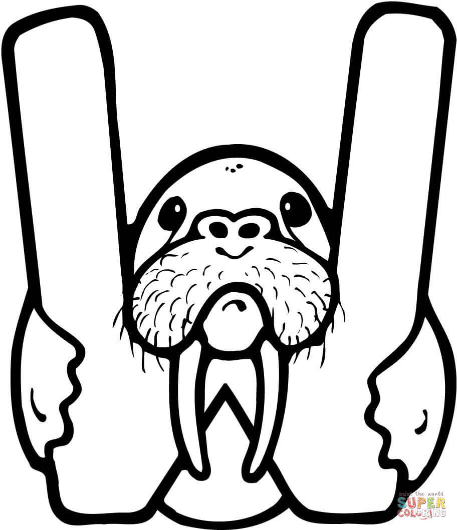 Letter W Is For Walrus Coloring Pages