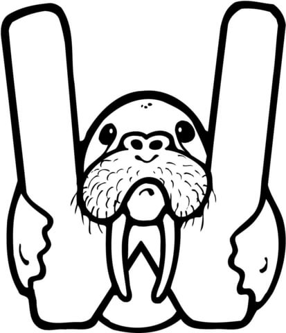 Letter W is for Walrus Coloring Pages