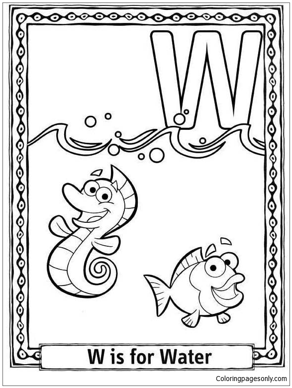 Letter W Is For Water Coloring Pages - Alphabet Coloring Pages