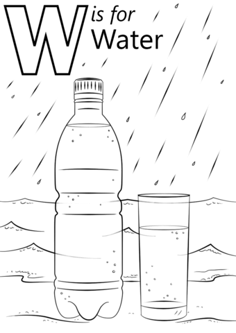 Letter W is for Water Coloring Page