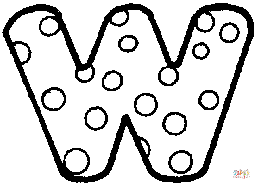 Letter W With Polka Dot Coloring Pages
