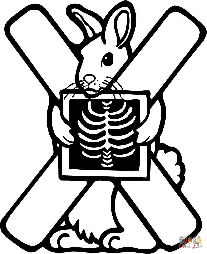 Letter X is for X-Ray Coloring Page