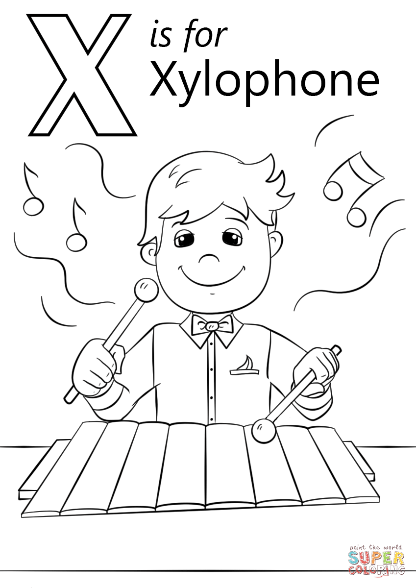 Letter X Is For Xylophone Coloring Pages