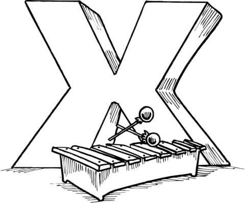 Letter X is for Xylophone Coloring Pages