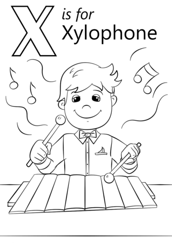Letter X is for Xylophone Coloring Page