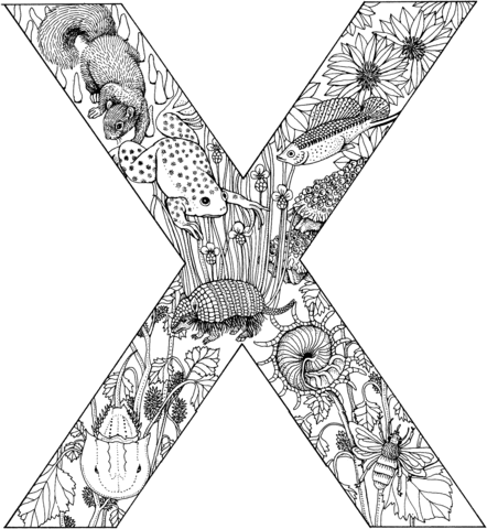 Letter X with Animals Coloring Pages