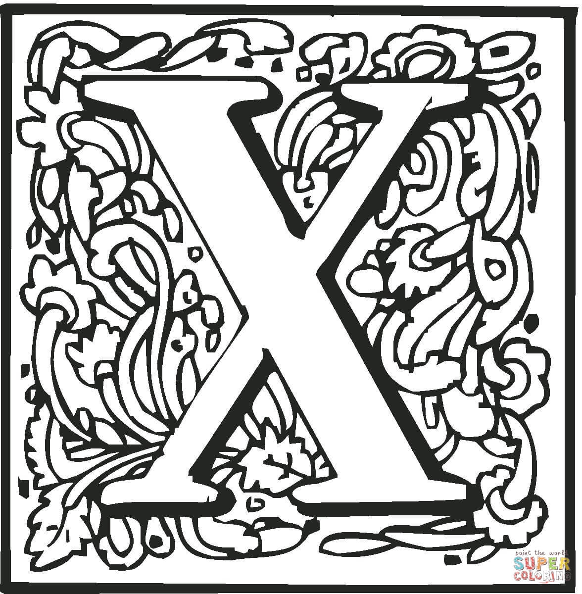 حرف X مع زخرفة من حرف X