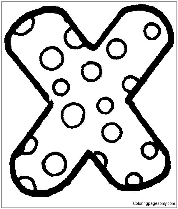 Letter X with Polka Dot Coloring Pages
