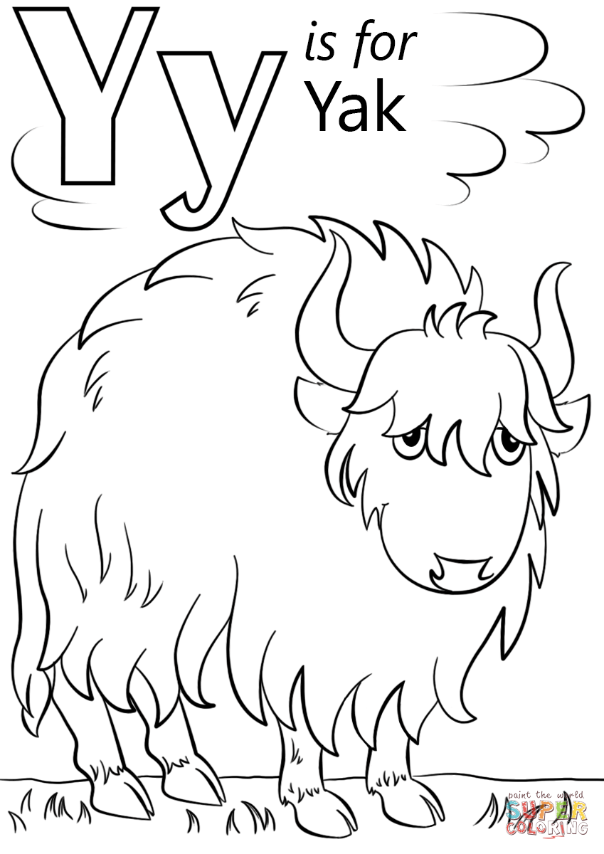 Letter Y is for Yak Coloring Page