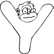 Letter Y with monkey Coloring Page