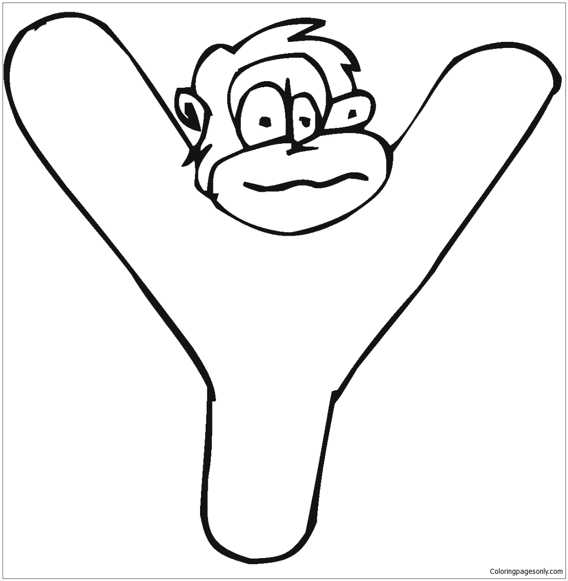 Download Letter Y with monkey Coloring Pages - Alphabet Coloring ...