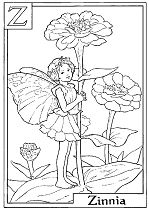 Letter Z For Zinnia Flower Fairy Coloring Page