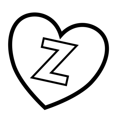 Letter Z in Heart Coloring Pages