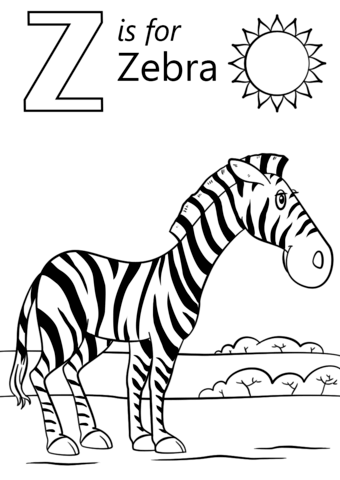 Letter Z is for Zebra Coloring Pages