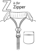 Letter Z is for Zipper Coloring Pages
