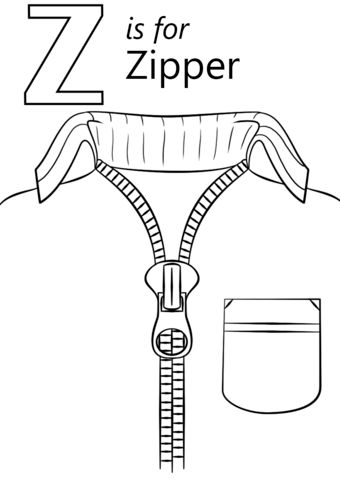 Letter Z is for Zipper Coloring Page