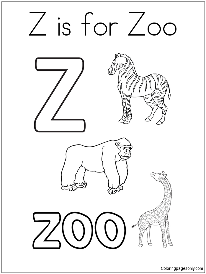 Letter Z Is For Zoo Coloring Pages Letter Z Coloring Pages Coloring Pages For Kids And Adults