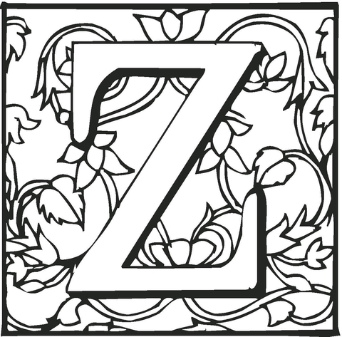 Letter Z with Ornament Coloring Pages