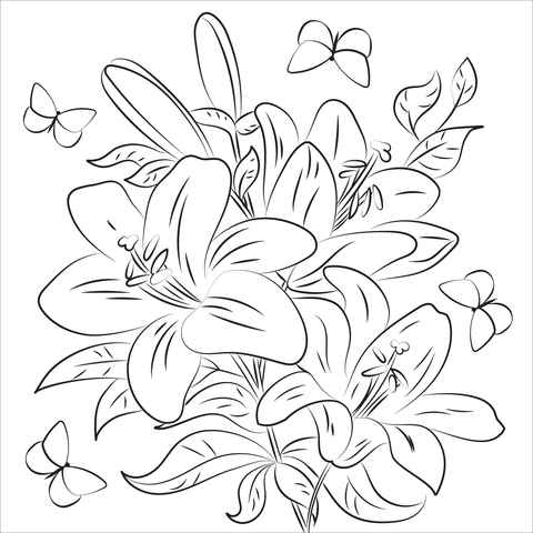 Lilies Coloring Page