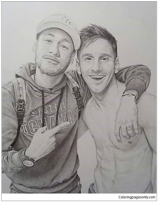 Lionel Messi & Neymar Coloring Pages
