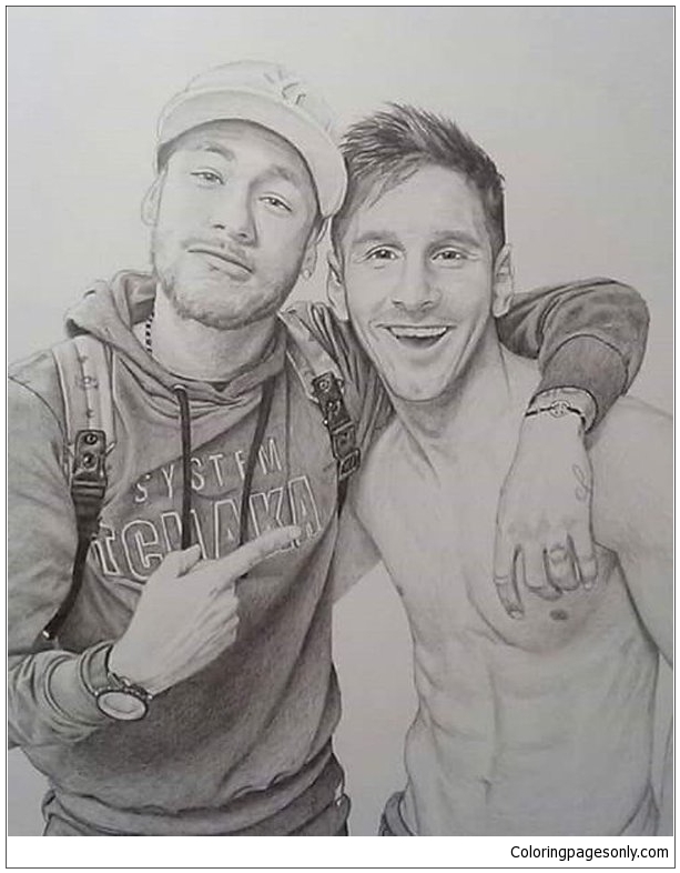 Lionel Messi Amp Neymar Coloring Page Free Coloring Pages Online