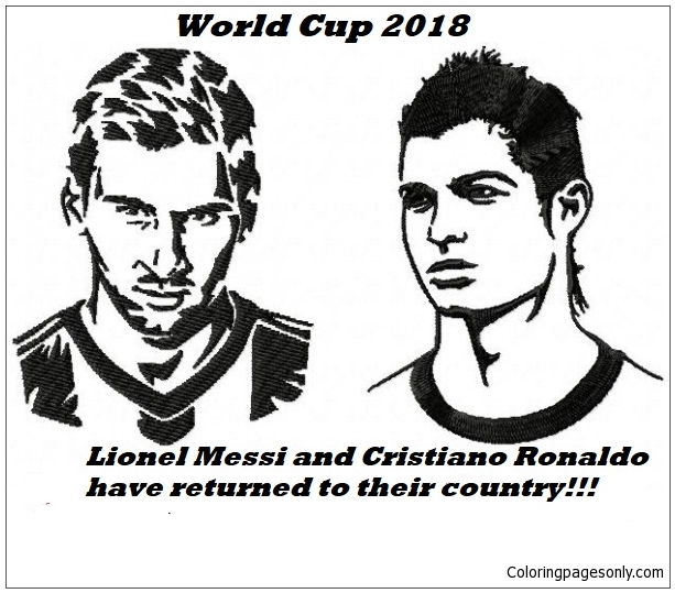 Desenho de Lionel Messi e Cristiano Ronaldo para colorir