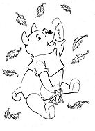 Little Bear with leaves fall in the autumn Coloring Pages