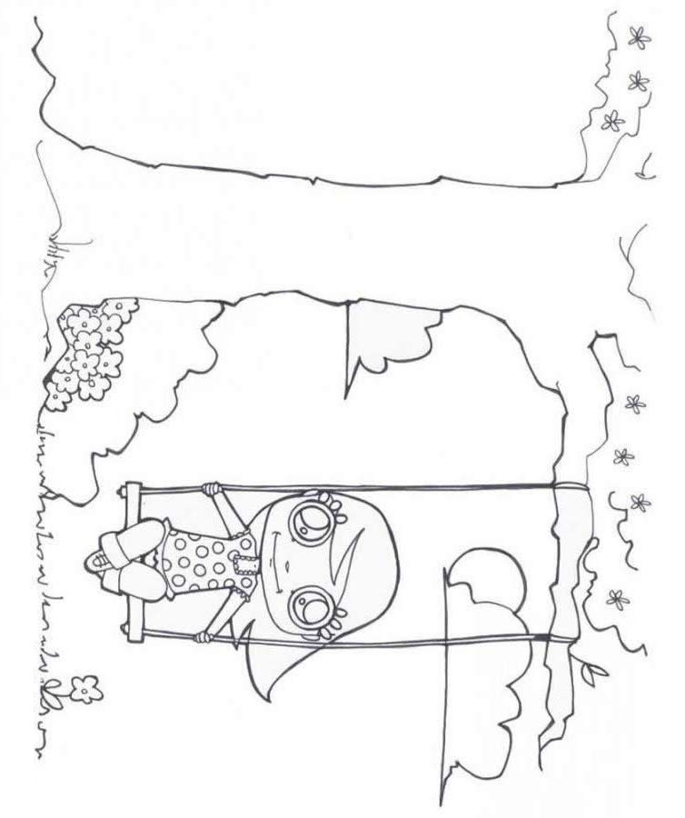 Little Girl On The Swing Coloring Pages
